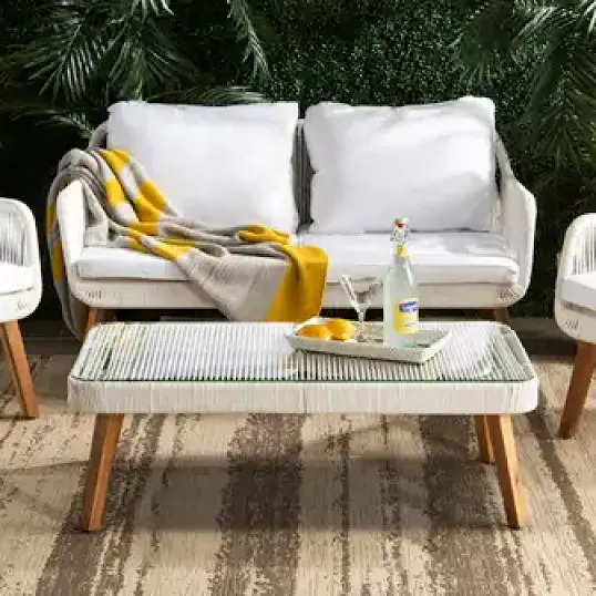 Image of white outdoor patio set